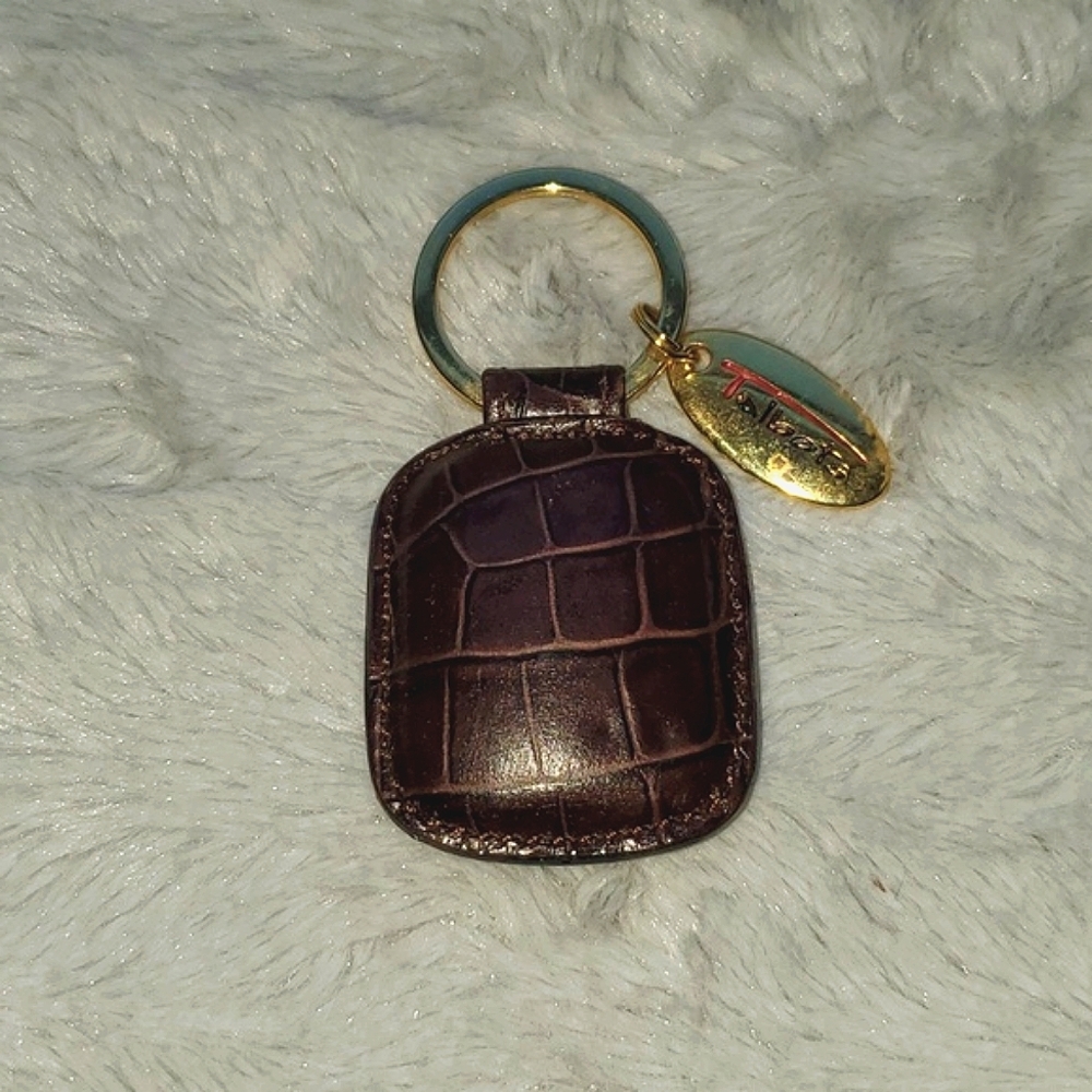 VTG Talbots Croc Embossed Leather Keychain Made in Italy